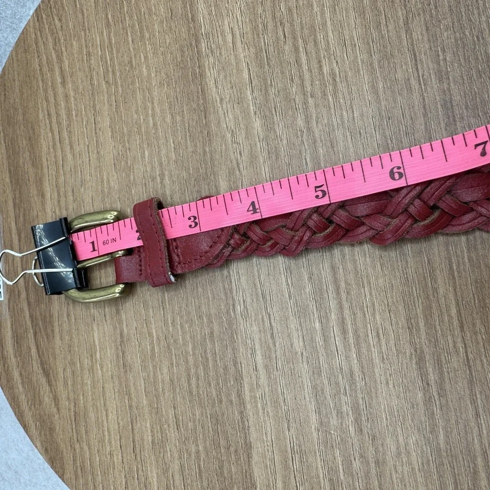 Capezio Belt Womens Size S Red Braided Leather‎ Suede Medium Buckle Textured